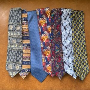 (7) J. Garcia tie lot assorted 100% silk